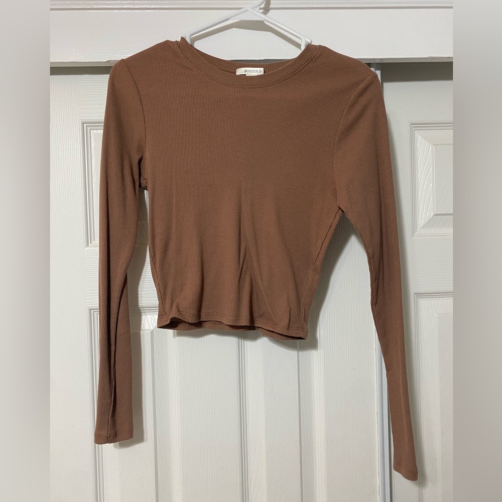 Bozzolo Fitted Cropped Brown Long Sleeve (size S)